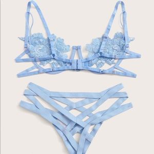 Never worn sexy blue two piece lingerie set